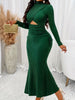 Women's Elegant Burgundy Ribbed Bodycon Dress