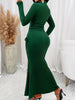 Women's Elegant Burgundy Ribbed Bodycon Dress