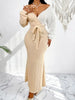 Elegant Two-Tone Batwing Sleeve Bodycon Long Dress