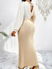 Elegant Two-Tone Batwing Sleeve Bodycon Long Dress
