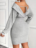Women'S V-Neck Long Sleeve Knit Dress