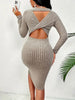 Cut Out Solid Ribbed Knitted Dress