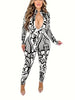 Vintage Floral Print Zip Up Jumpsuit