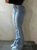 Women'S Denim Long Pants, Washed Denim Flared Trousers