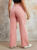 Women's Pink Ripped Straight-Leg Jeans