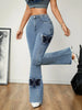 Women's Fashion Casual Elastic Sticker Washed Denim Bell Bottom Pants