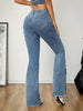 Women's Fashion Casual Elastic Sticker Washed Denim Bell Bottom Pants
