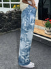 Women's Vintage European Mural Print Straight-Leg Pants