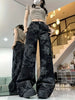 Chic Dragon Print High-Waist Wide-Leg Jeans for Women