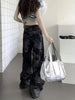 Chic Dragon Print High-Waist Wide-Leg Jeans for Women
