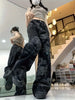 Chic Dragon Print High-Waist Wide-Leg Jeans for Women
