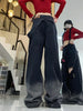 Women's High-Waisted Distressed Straight-Leg Jeans