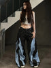 Women'S High-Waisted Color-Block Wide-Leg Jeans