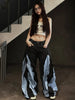 Women'S High-Waisted Color-Block Wide-Leg Jeans