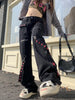 Women's Casual Straight Leg Jeans with Star Detail