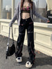 Women's Casual Straight Leg Jeans with Star Detail