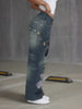 Women's High-Waisted Wide-Leg Imitation Denim Jeans