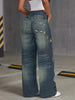Women's High-Waisted Wide-Leg Imitation Denim Jeans