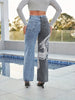 Women's Casual Dragon Print Straight-Leg Jeans