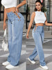 Gray Ripped Straight-Leg Jeans with a Loose Fit,