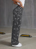 Printed Women's gray wide leg jeans