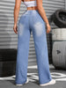 High-Waisted Elastic Zipper Closure Casual Denim Jeans