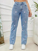 Women's Street Style Hand-Embroidered Heart Wide-Leg Pants