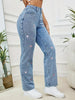 Women's Street Style Hand-Embroidered Heart Wide-Leg Pants