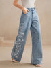 Women'S Vintage Floral Embroidered Denim Jeans