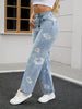 Women's Slim-Fit Straight-Leg Jeans with Floral Print