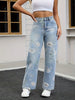 Women's Slim-Fit Straight-Leg Jeans with Floral Print