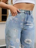 Women's Slim-Fit Straight-Leg Jeans with Floral Print