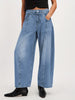 Women'S Retro Washed Light Blue Matte Denim Jeans with Ripped Detail