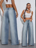 Women'S Wide Leg Pants, 80% Rayon 20% Polyester