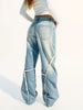 Women's Light Blue Low-Rise Patchwork Denim Jeans