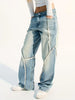 Women's Light Blue Low-Rise Patchwork Denim Jeans