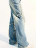 Women's Light Blue Low-Rise Patchwork Denim Jeans