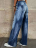 Elegant Distressed Wide-Leg Jeans for Women