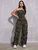 Women'S Camo Jumpsuit, Casual Denim Overalls with Button Details