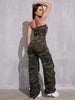 Women'S Camo Jumpsuit, Casual Denim Overalls with Button Details