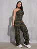 Women'S Camo Jumpsuit, Casual Denim Overalls with Button Details