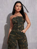 Women'S Camo Jumpsuit, Casual Denim Overalls with Button Details
