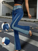 Women's High-Waisted Patchwork Color Block Flare Jeans