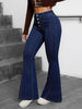 Preppy Style High Waist Denim Flare Jeans for Women