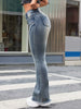 Women's Stretchy Slim-Fit Vintage Flared Jeans with Mid-Rise Loop Waist