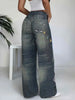 Women'S High-Waisted Cartoon Bear Print Faux Denim
