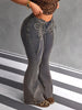 Women'S High-Waisted Stretch Flare Jeans with Drawstring Detail