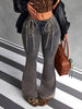 Women'S High-Waisted Stretch Flare Jeans with Drawstring Detail