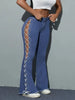 Sexy Cross-Strap Flare Jeans in Solid Color