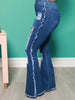Women'S Stretchy Flare Jeans with Raw Hem